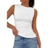 imagePRETTYGARDEN Womens Tank Top Spring 2026 Ruched Asymmetrical Going Out Top Slim Fit Sleeveless Shirts Summer ClothesWhite