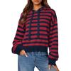 imagePRETTYGARDEN Hoodies for Women Fall Fashion 2026 Striped Pullover Sweaters Casual Long Sleeve Tops Winter ClothingStriped Navy Red
