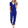 imagePRETTYGARDEN Jumpsuits for Women 2026 Spring Summer Casual Dressy Short Sleeve Romper Airport Vacation Travel OutfitsBlue