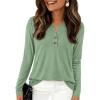 imagePRETTYGARDEN Long Sleeve Shirts for Women 2026 Spring Fashion Clothing Henley Tops Trendy Dressy Casual Blouses Work OutfitsLight Green