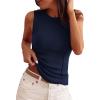 imagePRETTYGARDEN Sleeveless Tops for Women 2026 Summer Ribbed Tank Top Fitted Shirts Basic Tees Cute Spring Going Out Y2k ClothesNavy