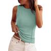 imagePRETTYGARDEN Sleeveless Tops for Women 2026 Summer Ribbed Tank Top Fitted Shirts Basic Tees Cute Spring Going Out Y2k ClothesSage Green