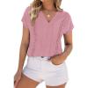 imagePRETTYGARDEN Spring Tops for Women 2026 Summer Fashion Clothes Dressy Casual Blouses Cap Sleeve V Neck Shirts Work OutfitsPink