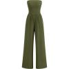 imagePRETTYGARDEN Tube Jumpsuits for Women Dressy Casual Off Shoulder Wide Leg Rompers Jumper One Piece Vacation Summer OutfitsArmy Green