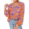imagePRETTYGARDEN Womens Floral Button Down Blouse 2026 Fall Fashion Dressy Casual Long Sleeve Shirts Spring Top Boho ClothesOrange