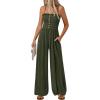 imagePRETTYGARDEN Womens Jumpsuits 2026 Dressy Summer Sleeveless Wide Leg Rompers Smocked Casual Spring Travel One Piece OutfitsArmy Green