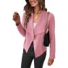 imagePRETTYGARDEN Womens Faux Suede Jackets 2026 Fashion Fall Clothes Long Sleeve Open Front Cropped Coat OutwearPink