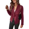 imagePRETTYGARDEN Womens Faux Suede Jackets 2026 Fashion Fall Clothes Long Sleeve Open Front Cropped Coat OutwearWine Red