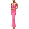 imagePRETTYGARDEN Cocktail Dresses for Women 2026 Summer Floral Off Shoulder Ruched Mesh Elegant Wedding Guest Maxi Dress01 Dot Pink