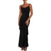imagePRETTYGARDEN Maxi Dresses for Women 2026 Summer Tiered Floral Beach Sundress Spaghetti Strap Spring Wedding Guest Long DressSolid Black
