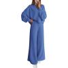 imagePRETTYGARDEN Women 2 Piece Outfits 2025 Fall Sweatsuits Crewneck Sweatshirt Wide Leg Sweatpants Lounge Sets TracksuitBlue