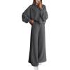 imagePRETTYGARDEN Women 2 Piece Outfits 2025 Fall Sweatsuits Crewneck Sweatshirt Wide Leg Sweatpants Lounge Sets TracksuitDark Grey