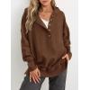 imagePRETTYGARDEN Button Up Hoodie for Women 2025 Fall Shirts Long Sleeve Oversized Sweatshirt Loose Fit Casual Pullover TopsBrownLarge