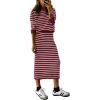 imagePRETTYGARDEN 2 Piece Skirts Sets for Women Fall Fashion 2026 Striped Sweater Dress Knit Lounge Travel Outfits Winter ClothingWine Red White Stripe