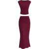 imagePRETTYGARDEN Skirt Sets Women 2 Piece Outfits Summer Outfits 2026 Going Out Crop Tops Long Maxi Skirts Beach Vacation ClothesWine Red