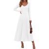 imagePRETTYGARDEN Women Sweater Dress Fall Fashion 2026 Long Sleeve V Neck Ribbed Knit Pleated A Line Elegant Maxi Winter DressesWhite