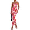 imagePRETTYGARDEN Womens 2026 Summer Floral Bodycon Maxi Dresses Ribbed Strapless Tube Casual Boho Party Long DressFloral White Pink