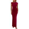 imagePRETTYGARDEN Womens 2026 Summer Formal Maxi Dresses Sleeveless One Shoulder Bodycon Ruched Mesh Wedding Guest Cocktail DressWine Red