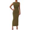 imagePRETTYGARDEN Womens 2026 Summer Semi Formal Midi Dresses Sleeveless Ruched Bodycon Long Elegant Cocktail Wedding Guest DressArmy Green