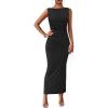 imagePRETTYGARDEN Womens 2026 Summer Semi Formal Midi Dresses Sleeveless Ruched Bodycon Long Elegant Cocktail Wedding Guest DressBlack
