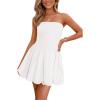 imagePRETTYGARDEN Womens Bubble Mini Dress Summer 2026 Strapless Tube Top Short A Line Trendy Casual Spring Smocked SundressesWhite