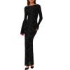 imagePRETTYGARDEN Womens Floral Bodycon Maxi Dress 2026 Spring Elegant Mesh Long Sleeve Formal Wedding Guest Cocktail DressesBlack