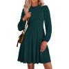 imagePRETTYGARDEN Womens Long Sleeve Mini Dress 2026 Fall Trendy Crewneck Ribbed Knit Soft A Line Flowy Summer Formal DressesDark Green