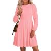 imagePRETTYGARDEN Womens Long Sleeve Mini Dress 2026 Fall Trendy Crewneck Ribbed Knit Soft A Line Flowy Summer Formal DressesPink