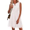 imagePRETTYGARDEN Womens Summer Dresses 2026 Sleeveless V Neck Eyelet Hollow Out Swing A Line Beach Vacation Sun DressWhite