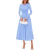 imagePRETTYGARDEN Womens Sweater Dress 2026 Long Sleeve Elegant Knit A Line Fall Wedding Guest Cocktail Midi Winter DressesLight Blue
