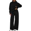 imagePRETTYGARDEN Womens Sweatsuits 2 Piece Set 2026 Casual Winter Long Sleeve Hoodie Loose Wide Leg Sweatpants Fall TracksuitBlack