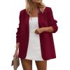 image:imagePRETTYGARDEN Blazers for Women Business Casual Outfits 2026 Spring Open Front Long Sleeve Suit Jackets Office Work BlazerWine Red