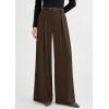 image:imagePRETTYGARDEN Womens Spring Wide Leg Trousers 2026 High Elastic Waist Loose Pleated Long Flowy Palazzo Work Pants with PocketsBrown