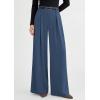 image:imagePRETTYGARDEN Womens Spring Wide Leg Trousers 2026 High Elastic Waist Loose Pleated Long Flowy Palazzo Work Pants with PocketsGrey Blue