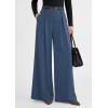 image:imagePRETTYGARDEN Womens Spring Wide Leg Trousers 2026 High Elastic Waist Loose Pleated Long Flowy Palazzo Work Pants with PocketsGrey Blue