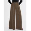 image:imagePRETTYGARDEN Womens Spring Wide Leg Trousers 2026 High Elastic Waist Loose Pleated Long Flowy Palazzo Work Pants with PocketsLight Brown