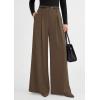 image:imagePRETTYGARDEN Womens Spring Wide Leg Trousers 2026 High Elastic Waist Loose Pleated Long Flowy Palazzo Work Pants with PocketsLight Brown