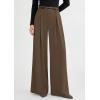 image:imagePRETTYGARDEN Womens Spring Wide Leg Trousers 2026 High Elastic Waist Loose Pleated Long Flowy Palazzo Work Pants with PocketsLight Brown