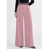 image:imagePRETTYGARDEN Womens Spring Wide Leg Trousers 2026 High Elastic Waist Loose Pleated Long Flowy Palazzo Work Pants with PocketsPink