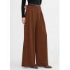 image:imagePRETTYGARDEN Womens Spring Wide Leg Trousers 2026 High Elastic Waist Loose Pleated Long Flowy Palazzo Work Pants with PocketsRed Brown