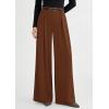 image:imagePRETTYGARDEN Womens Spring Wide Leg Trousers 2026 High Elastic Waist Loose Pleated Long Flowy Palazzo Work Pants with PocketsRed Brown