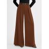 image:imagePRETTYGARDEN Womens Spring Wide Leg Trousers 2026 High Elastic Waist Loose Pleated Long Flowy Palazzo Work Pants with PocketsRed Brown