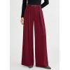 image:imagePRETTYGARDEN Womens Spring Wide Leg Trousers 2026 High Elastic Waist Loose Pleated Long Flowy Palazzo Work Pants with PocketsWine Red