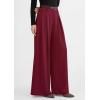 image:imagePRETTYGARDEN Womens Spring Wide Leg Trousers 2026 High Elastic Waist Loose Pleated Long Flowy Palazzo Work Pants with PocketsWine Red