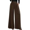 image:imagePRETTYGARDEN Womens Spring Wide Leg Trousers 2026 High Elastic Waist Loose Pleated Long Flowy Palazzo Work Pants with PocketsBrown