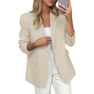 image:imagePRETTYGARDEN Blazers for Women Business Casual Outfits 2026 Spring Open Front Long Sleeve Suit Jackets Office Work BlazerBeige