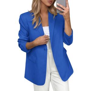 image:imagePRETTYGARDEN Blazers for Women Business Casual Outfits 2026 Spring Open Front Long Sleeve Suit Jackets Office Work BlazerBlue