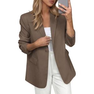 image:imagePRETTYGARDEN Blazers for Women Business Casual Outfits 2026 Spring Open Front Long Sleeve Suit Jackets Office Work BlazerDark Khaki