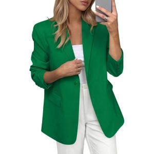 image:imagePRETTYGARDEN Blazers for Women Business Casual Outfits 2026 Spring Open Front Long Sleeve Suit Jackets Office Work BlazerGreen