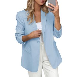 image:imagePRETTYGARDEN Blazers for Women Business Casual Outfits 2026 Spring Open Front Long Sleeve Suit Jackets Office Work BlazerLight Blue